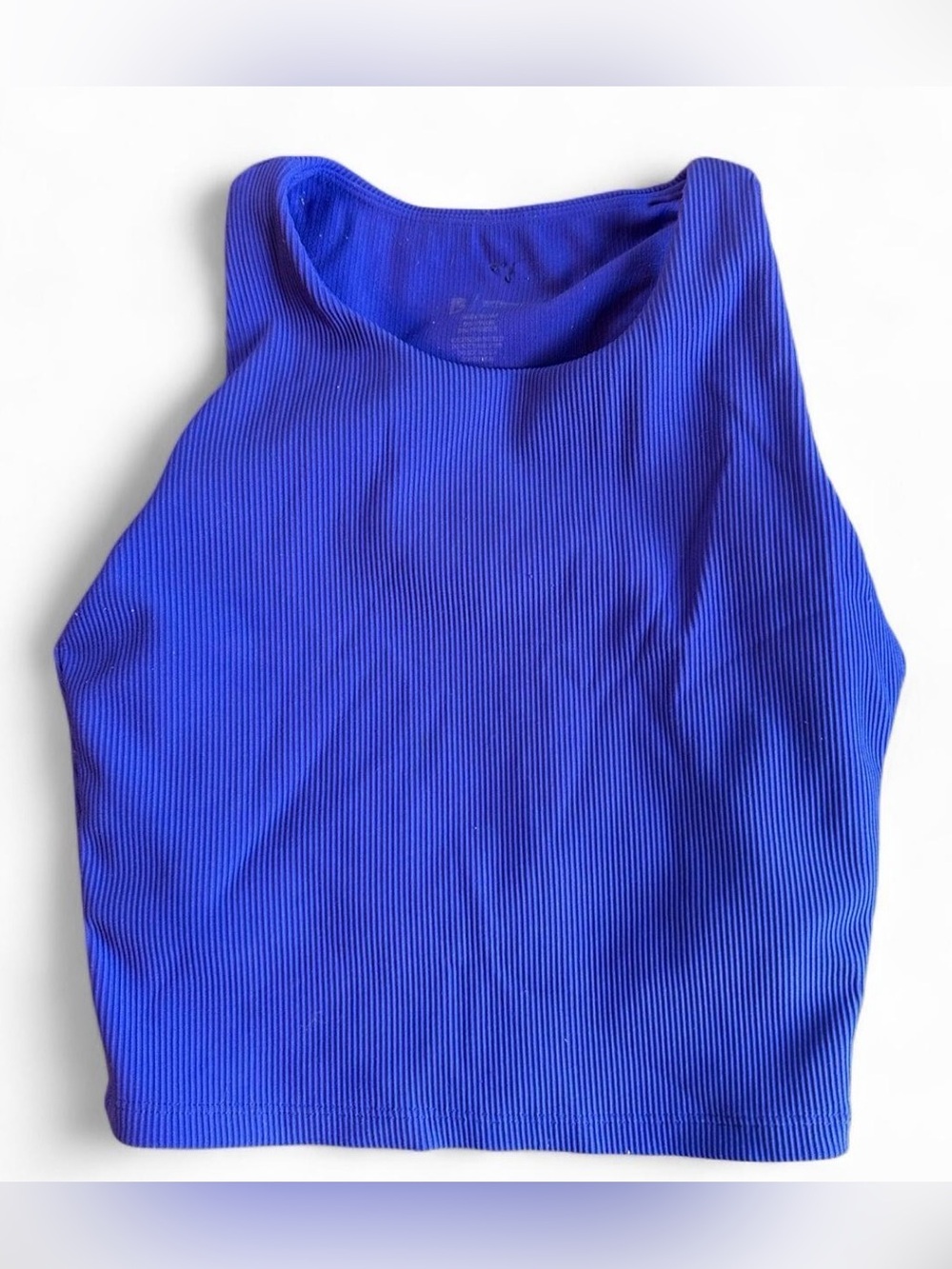 Buffbunny Collection Blue Ribbed Workout Sports Crop Top Size Medium Womens